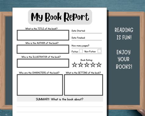 Kids Book Review Template, Book Report Worksheet, Summer Reading Book Challenge, Student Book ...