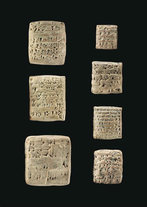 SEVEN SUMERIAN CLAY CUNEIFORM TABLETS