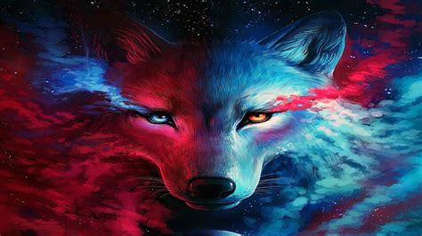 Red and Blue Cool Wolf Logo - LogoDix