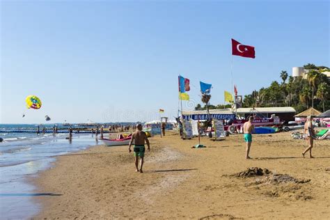 Coast of Side in Turkey Beaches of Hotels with Resting Tourists ...