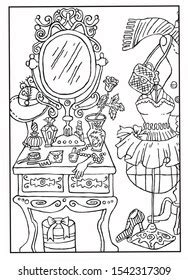 Female Dressing Table Mirror Dress Shoes Stock Illustration 1542317309 | Shutterstock
