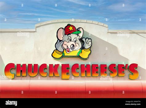 Entrance sign to a Chuck E. Cheese restaurant and entertainment ...