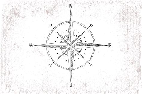 Old Map with Vintage Compass Rose Wallpaper | Happywall