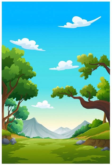 Mountains And Bright Sky In The Morning. in 2021 | Cartoon background, Drawing sky, Forest cartoon