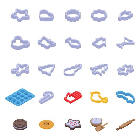 Cookie molds icons set, isometric style 8996597 Vector Art at Vecteezy