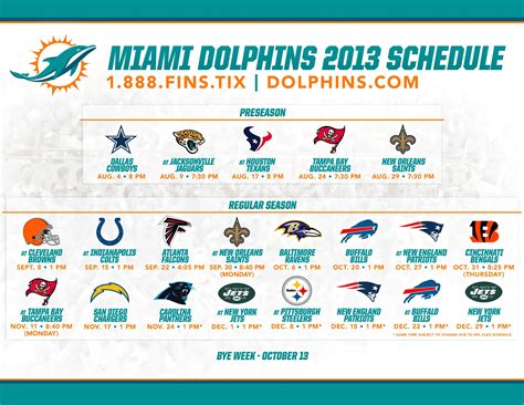 Miami Dolphins Printable Schedule 2023-24