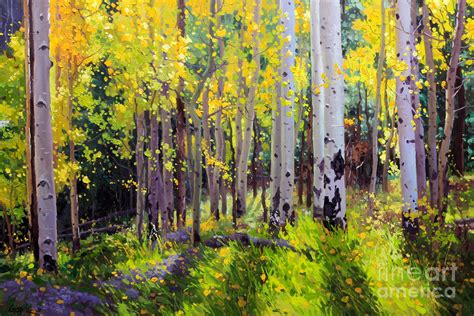 Fall Aspen Forest Painting by Gary Kim - Pixels