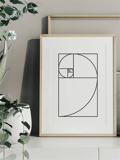 Golden Ratio Line Art Fibonacci Scandinavian Print - Etsy