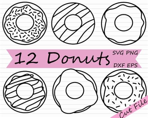 12 Donut Clipart Donut SVG Black and White Doughnut | Etsy