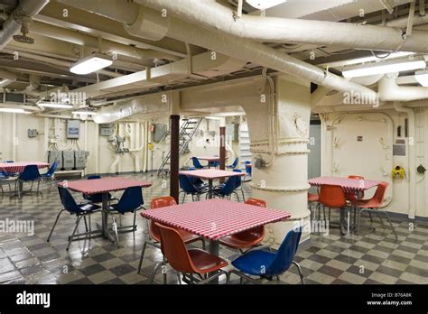 Mess hall onboard the USS Yorktown aircraft carrier, Patriots Point ...