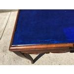 Art Deco Coffee Table with Blue Silverlast Glass | Chairish