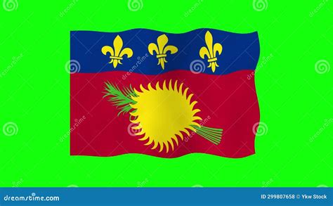 Guadeloupe Waving Flag 2D Animation on Green Screen Background. Looping Seamless Animation Stock ...