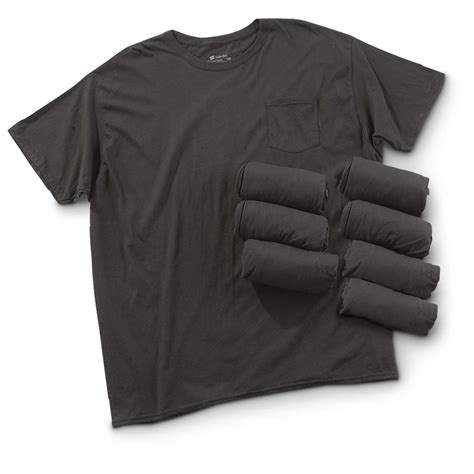 8-Pk. of Hanes Pocket T-shirts, Black - 579310, T-Shirts at Sportsman's ...