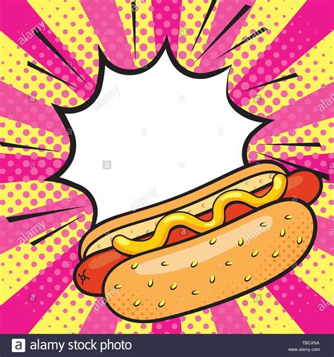 hot dog icon cartoon with sauce on it pop art background vector ...