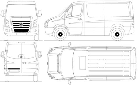 2008 Volkswagen Crafter Van v3 blueprints free - Outlines