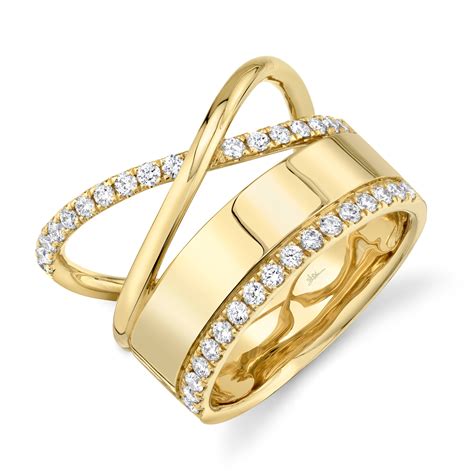 14K Yellow Gold Diamond Polished Crossover Ring – Maurice's Jewelers