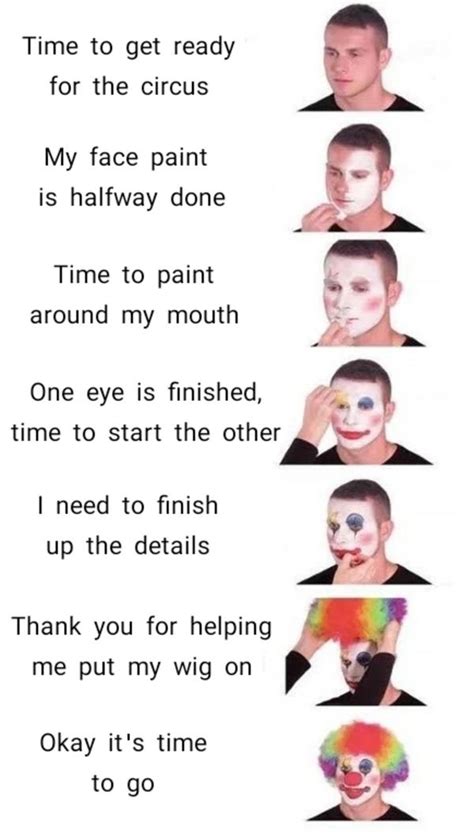 Mr clown gets ready | Putting on Clown Makeup | Know Your Meme