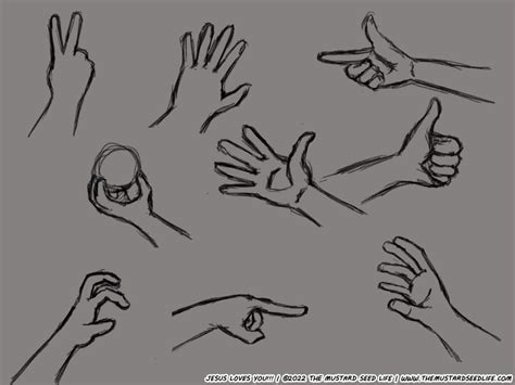 9 Digital Hand Study Sketches | The Mustard Seed Life