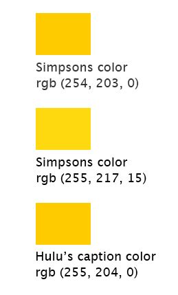 Simpsons Color vs. Hulu Yellow Caption - Reading Sounds