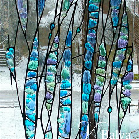 Contemporary fused leaded glass sculpture w kiln formed glass elements