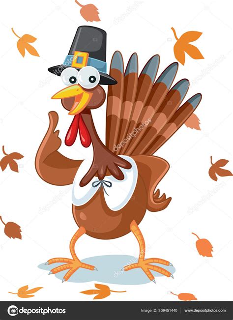 Funny Happy Thanksgiving Turkey Vector Cartoon Stock Vector Image by ©nicoletaionescu #309451440