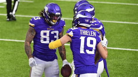 Minnesota Vikings tight end Tyler Conklin barrels into the end zone for 20-yard catch and run TD