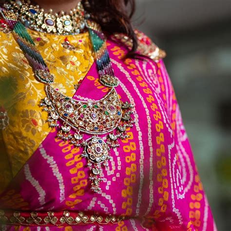 Pink Bandhani Saree With Mustard Silk Saree Blouse. #Frugal2Fab Sari Blouse Designs, Designer ...