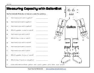 Image result for gallon bot man | Capacity worksheets, Everyday math ...