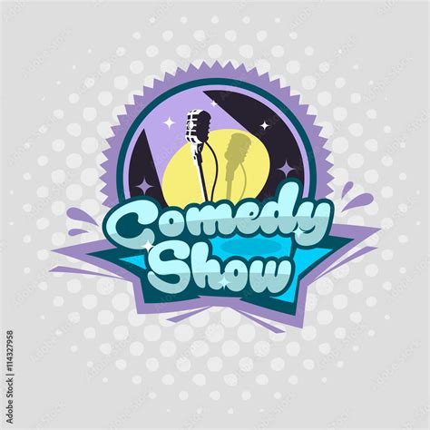 Comedy Show Emblem Template. Microphone Vector Illustration Stock Vector | Adobe Stock