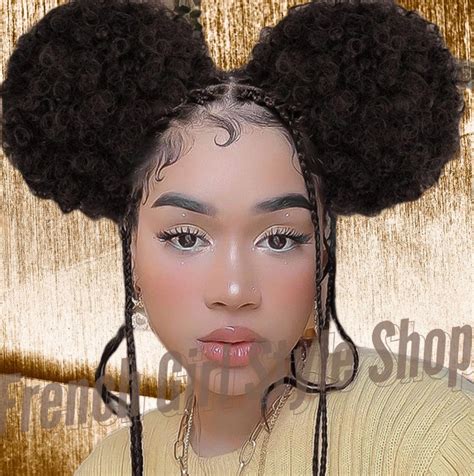 Set of 2, Afro Puff Drawstring Ponytail Extensions, Synthetic Fluffy ...