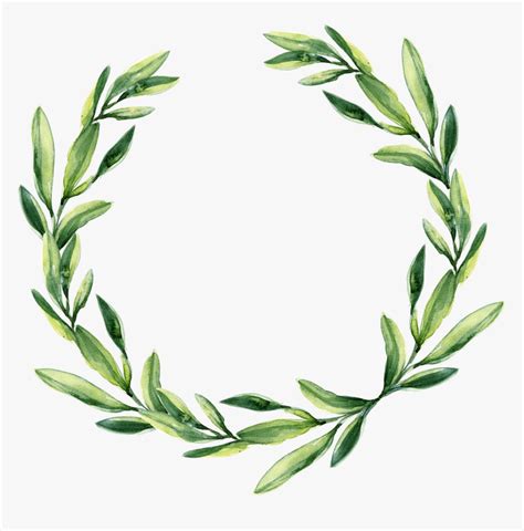 Leaf Garland Gift Wreath Watercolor Green Wedding Clipart - Transparent Background Leaf Wreath ...