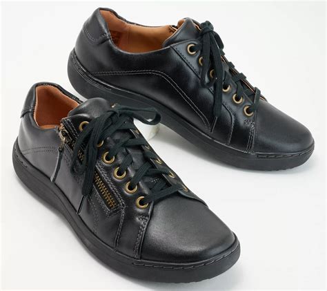 Clarks Leather Casual Sneakers with Zipper - Nalle Lace - QVC.com