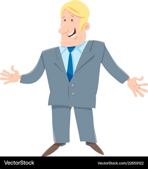 Funny man cartoon character in suit Royalty Free Vector