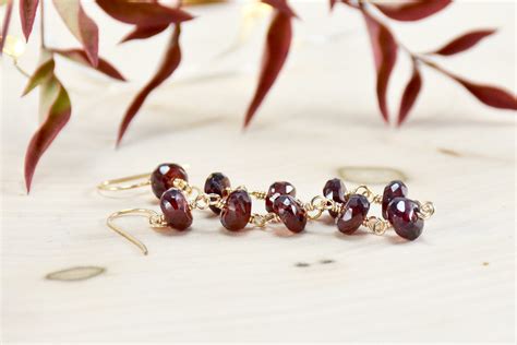 Garnet and Gold Earrings - Etsy