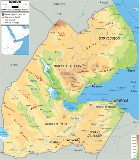 Large detailed physical map of Djibouti. Djibouti large detailed physical map | Vidiani.com ...