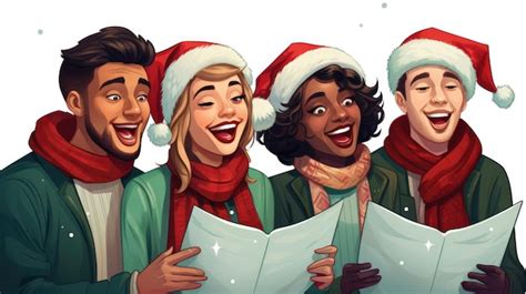 Premium AI Image | A group of carolers singing Christmas songs