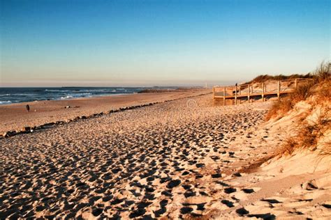 Beautiful Beach with Dunes and Wooden Walkway in Aveiro Stock Photo - Image of panorama ...