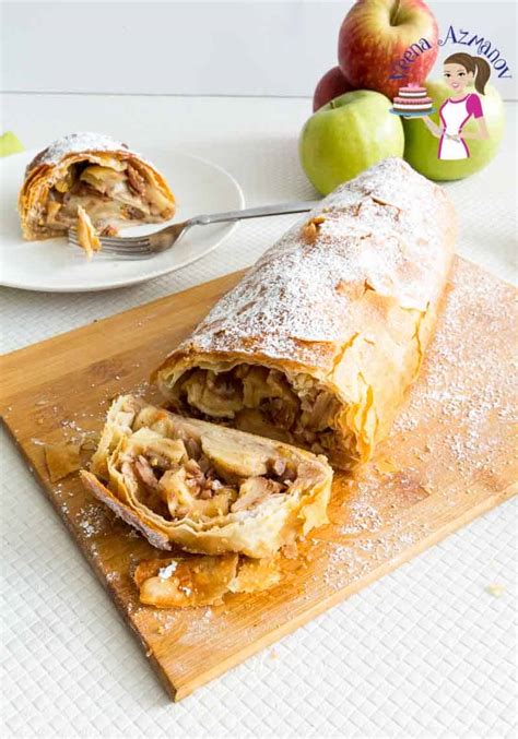 Easy Apple Strudel Recipe with Filo Pastry - Veena Azmanov