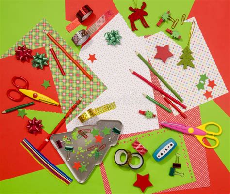 Arts and Craft Supplies for Christmas. Stock Photo - Image of object ...