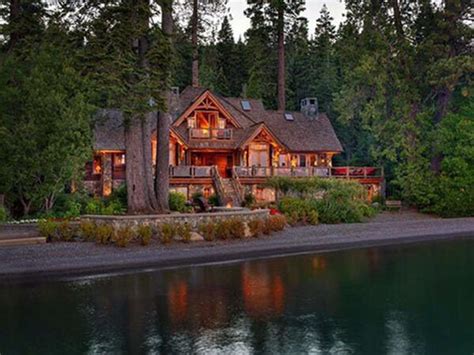 Log cabin on the lake | Dream house exterior, Lake tahoe houses, Rustic ...