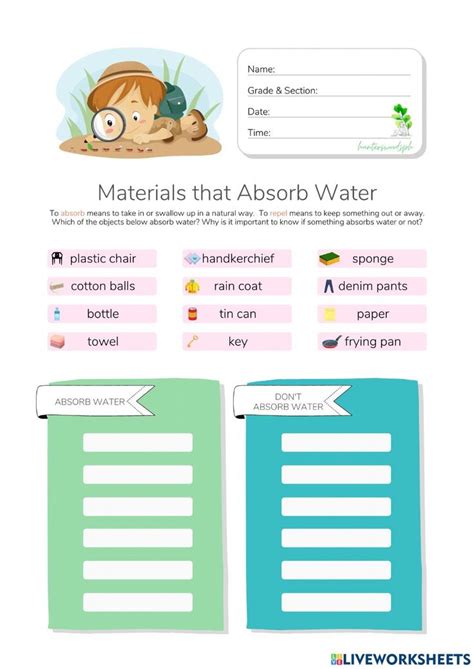 Materials That Absorb Water - HuntersWoodsPH.com Worksheet worksheet | States of matter ...