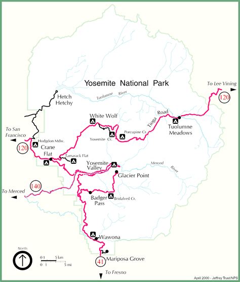 Map Yosemite Campgrounds - London Top Attractions Map