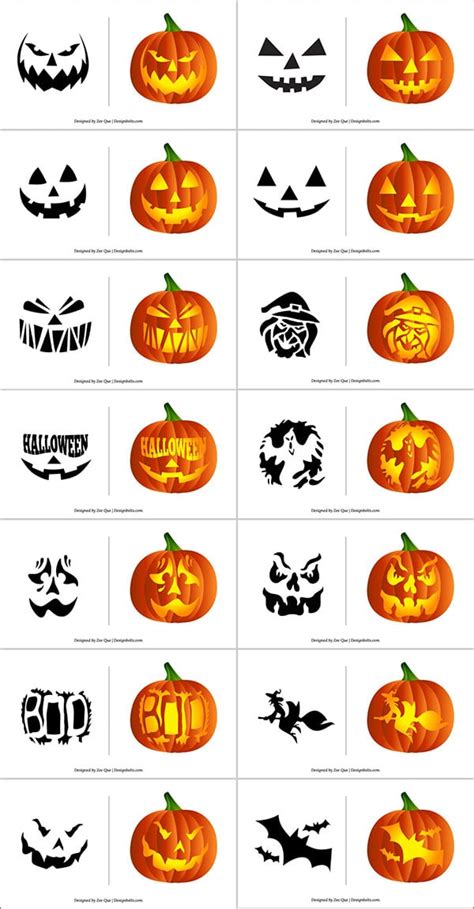 290+ Free Printable Halloween Pumpkin Carving Stencils, Patterns, Designs, Faces & Ideas ...