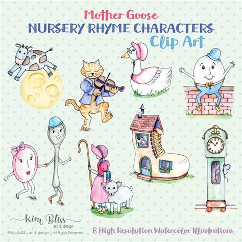 Digital Clip Art: Mother Goose Nursery Rhyme Characters - Etsy | Nursery rhyme characters ...