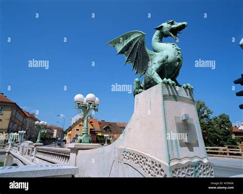 Ljubljana, Dragon Bridge Stock Photo - Alamy