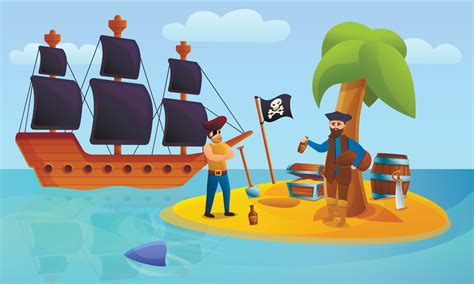 Pirate island concept banner, cartoon style 9024493 Vector Art at Vecteezy