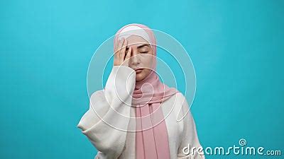 Facepalm, Sorrow Emotions. Upset Worried Young Muslim Woman in Hijab ...