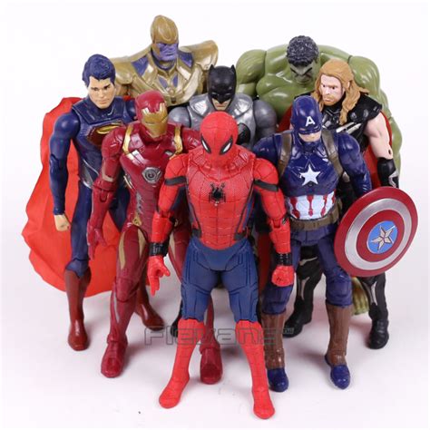 Marvel Super Heroes Iron Man Spiderman Captain America Thor Hulk Thanos PVC Action Figures Toys ...