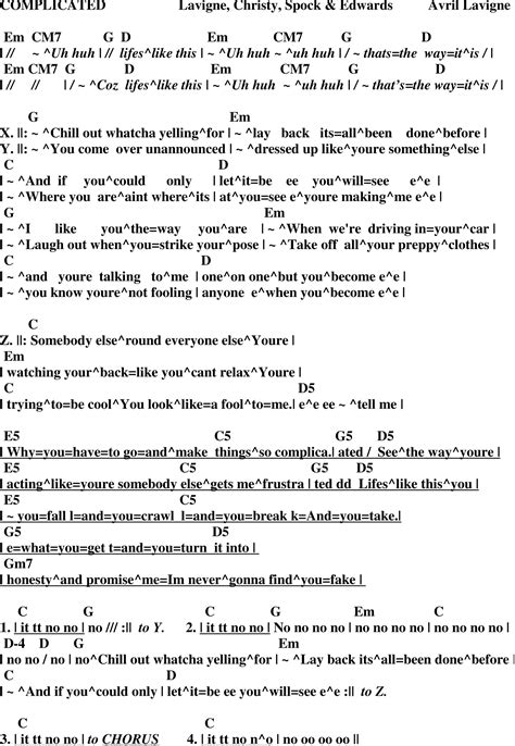 Complicated Avril Lavigne Guitar Chords