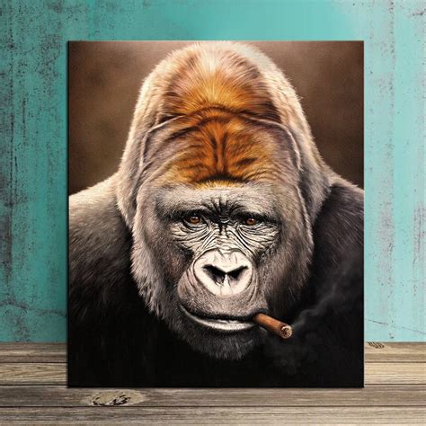 M 51 DPARTISAN Animal Paintings and Wall Art Monkeys smoking Original Painting Large print on ...